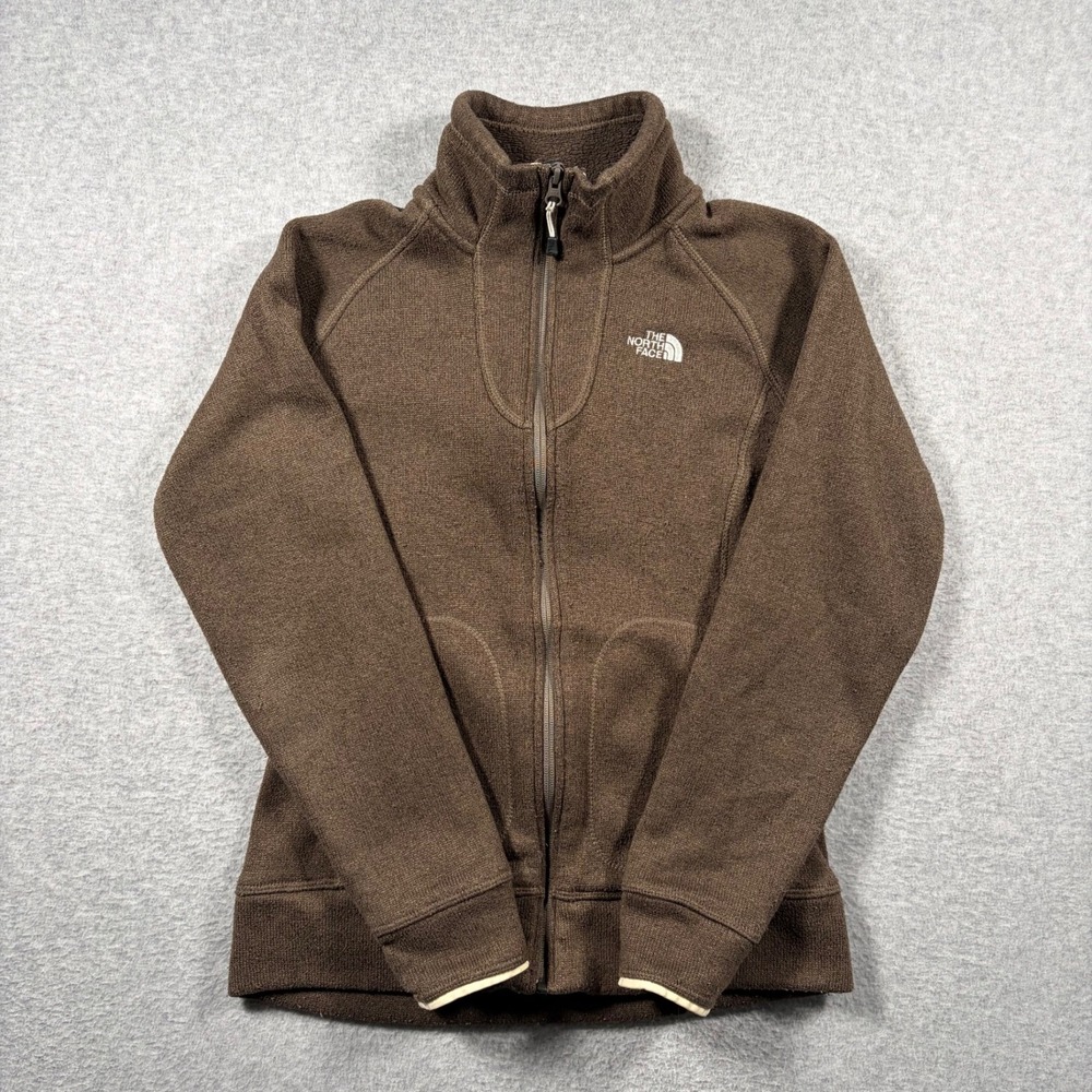 The North Face Fleece Jacket Women XS Brown Full Zip A58R Sweater Knit Outdoor